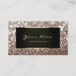 Makeup Artist Beauty Frame Ivory Brown Glitter Business Card