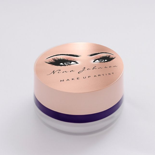 Makeup Artist Beauty Peach Gold Eye Glitter Lashes Classic Round Sticker (Gift Certificate Sepia Gold Glitter Lash Beauty)