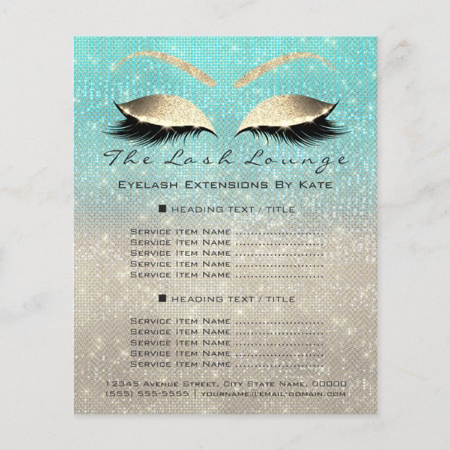 Makeup Artist Beauty Salon Blue Glitter Flyer Ivor (Front)