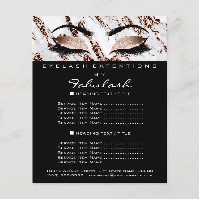 Makeup Artist Beauty Salon Flyer Marble Copper (Front)