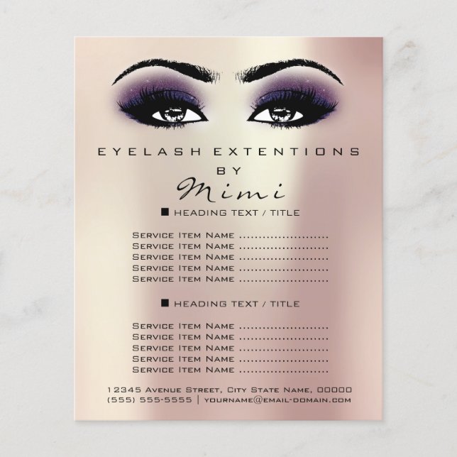 Makeup Artist Beauty Salon Lashes Flyer Pink Viole (Front)