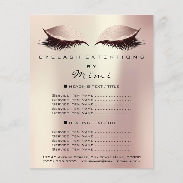 Makeup Artist Beauty Salon Lashes Flyer Rose Spark (Front)