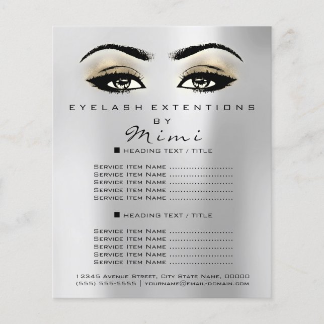 Makeup Artist Beauty Salon Lashes Flyer Silver Lux (Front)