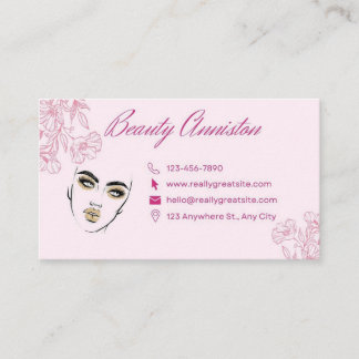 Makeup artist Beauty Salon, Pink Design Beauty Business Card