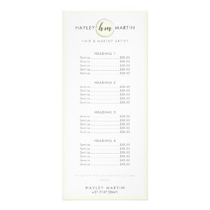 Makeup Artist Beauty Salon Professional Price List Rack Card