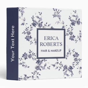 Makeup Artist Beauty Salon Vintage Blue Floral Binder