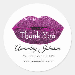 Makeup Artist Berry Kiss Lip Name Thank You Classic Round Sticker