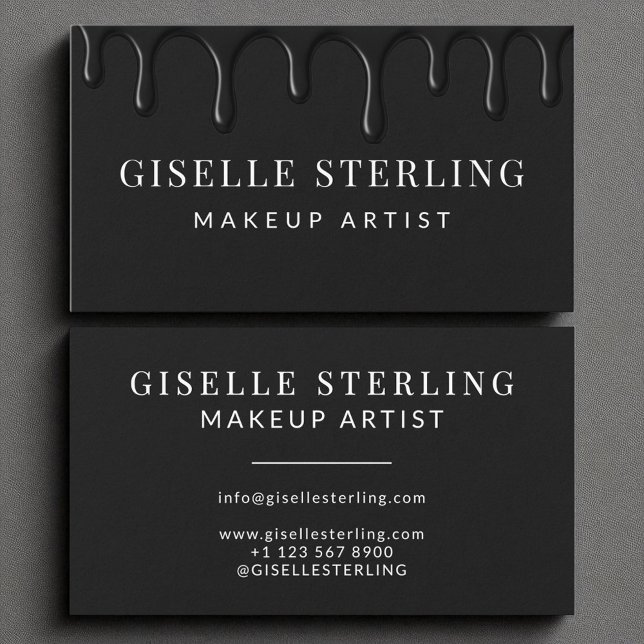 Makeup Artist Black Dripping Luxe  Business Card (Creator Uploaded)