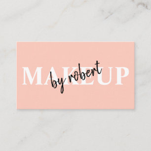 Makeup artist blush pink bold signature script business card