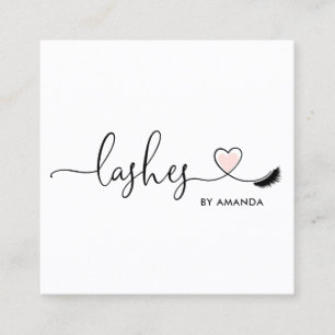 Makeup Artist Blush Pink Eyes Lashes Heart Square Business Card