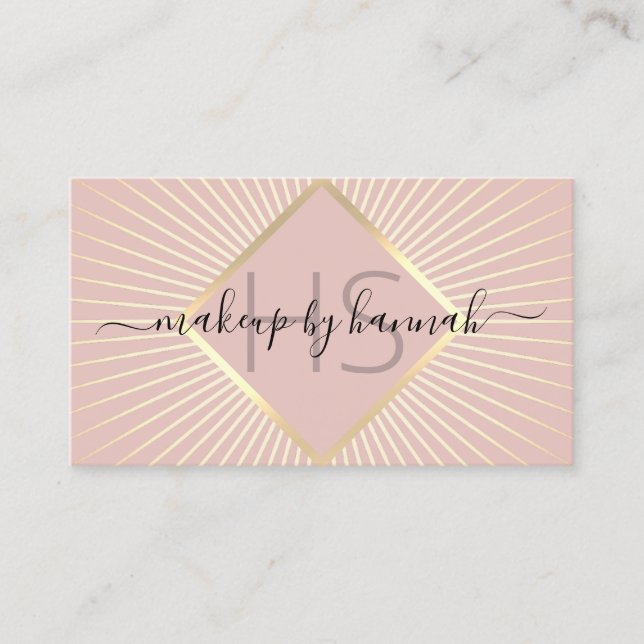 Makeup Artist Blush Pink & Gold Beauty Salon Business Card (Front)