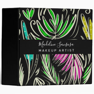 Makeup Artist Bright Jungle Doodles Black Binder