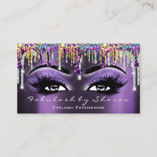 Makeup Artist Brow Eyelash Gray Purple Holograph Business Card