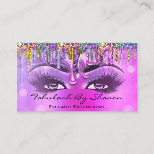 Makeup Artist Brow Eyelash Pink  Drips Holograph Business Card