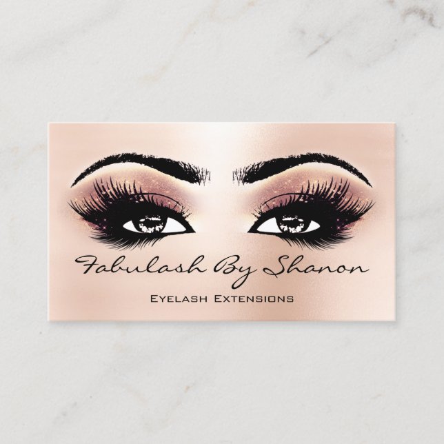 Makeup Artist Brow Eyelash Skinny Rose Business Card (Front)