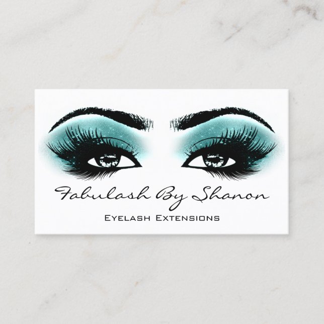 Makeup Artist Brow Eyelash Smoky Teal Business Card (Front)