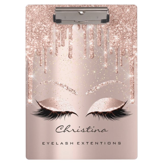 Makeup Artist Browns Lashes Spark Confetti Gold Clipboard (Front)
