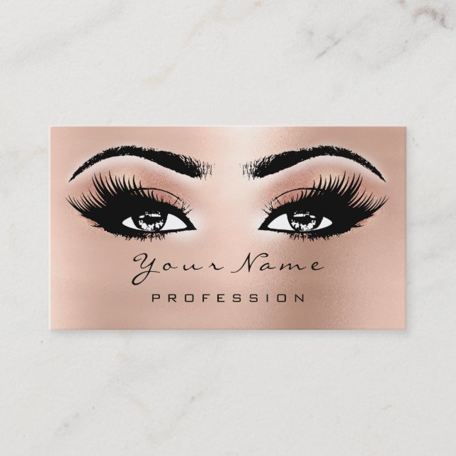 Makeup Artist Brows Eyes Lashes Glitter Peach Rose Business Card (Front)