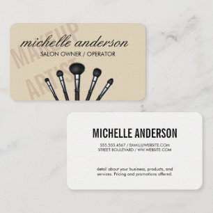 Makeup Artist Brushes   Overlapping Text Business Card