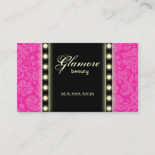 Makeup Artist Business Card Lights Pink Black