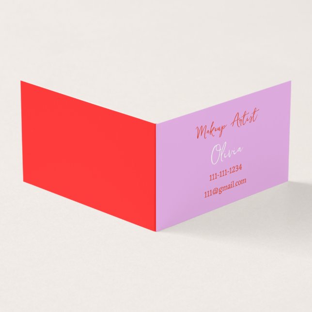MAKEUP ARTIST BUSINESS CARD PINK AND RED (Outside)