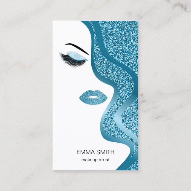 Makeup artist business card with glitter effect (Front)