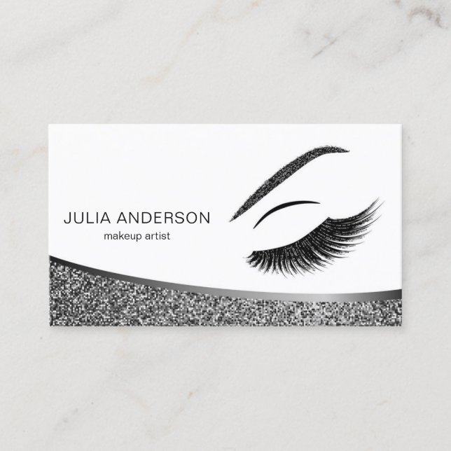 Makeup artist business card with glitter effect (Front)