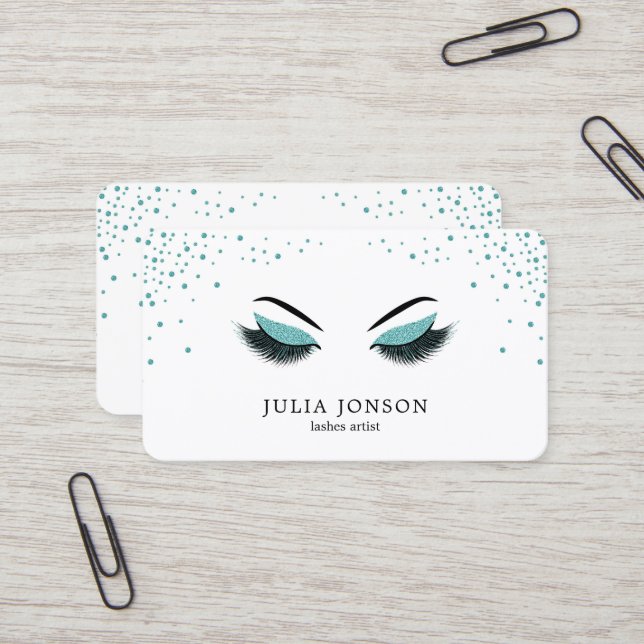 Makeup artist business card with glitter effect (Front/Back In Situ)