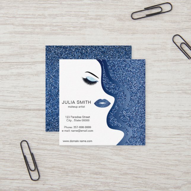 Makeup artist business card with glitter effect (Front/Back In Situ)