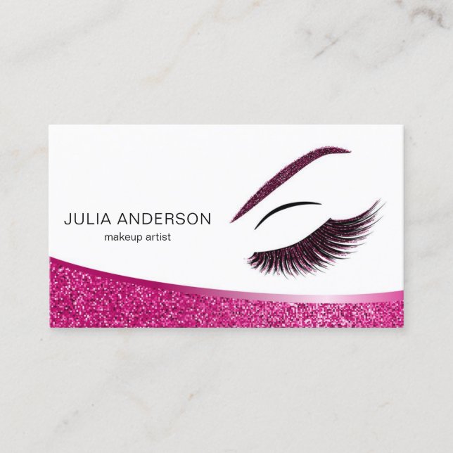 Makeup artist business card with glitter effect (Front)