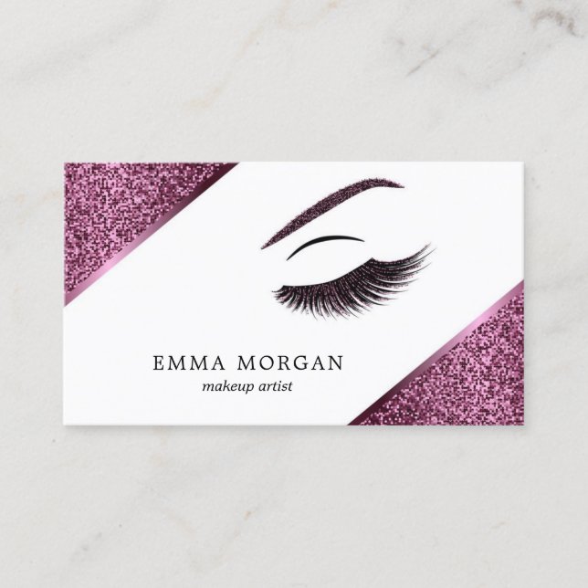 Makeup artist business card with glitter effect (Front)
