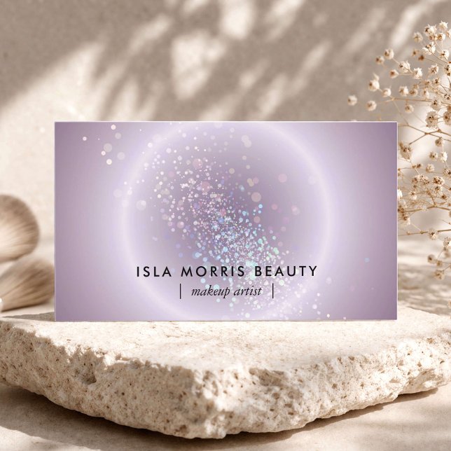Makeup Artist Celestial Glow Modern Soft Lavender Business Card (Creator Uploaded)