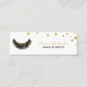 Makeup Artist Chic Lashes Gold Confetti Mini Business Card