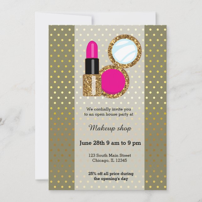 Makeup artist - choose background colour invitation (Front)