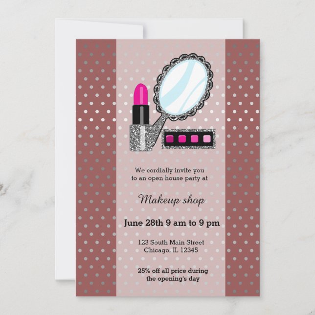 Makeup artist - choose background colour invitation (Front)