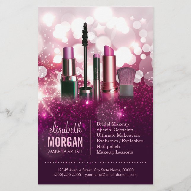 Makeup Artist Cosmetician - Pink Beauty Glitter Flyer (Front)