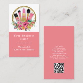 Makeup Artist Cosmetologist Beautician QR Code Business Card