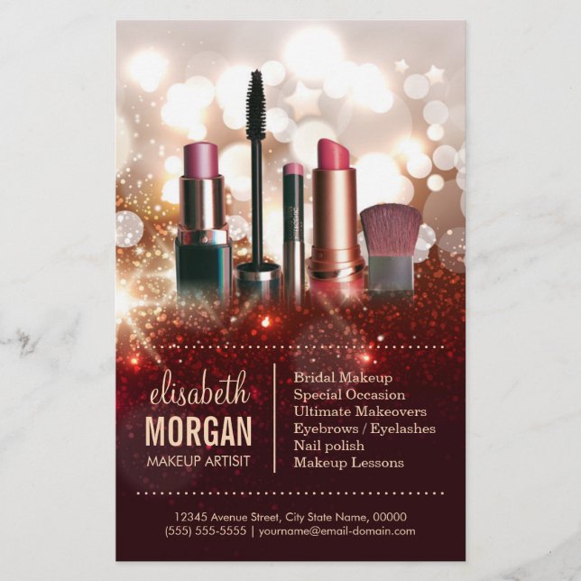 Makeup Artist Cosmetologist Shiny Glitter Sparkle Flyer (Front)