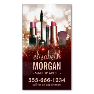 Makeup Artist Cosmetologist Shiny Glitter Sparkle Magnetic Business Card