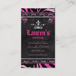 Makeup Artist Crown N Lace Zebra Red Pink Business Card