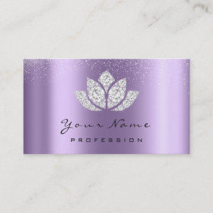 Makeup Artist Crystal Diamond Lotus Purple Sparkly Business Card