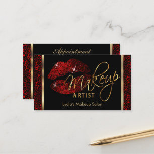 Makeup Artist- Dark Red Appointment Card