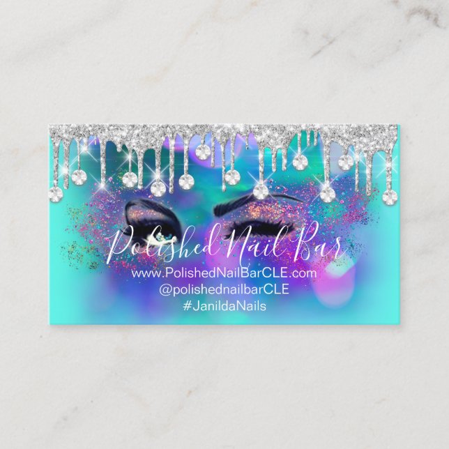 Makeup Artist Diamond  Lashes Holographic Lashes Business Card (Front)