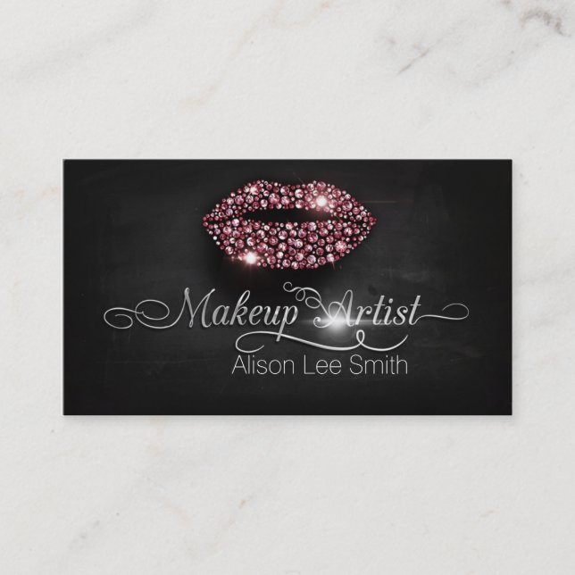 Makeup Artist/Diamonds Sparkle Lips Business Card (Front)
