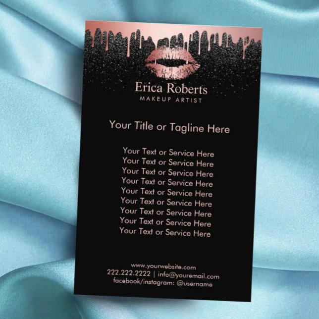 Makeup Artist Dripping Rose Gold Lips Beauty Salon Flyer (Creator Uploaded)