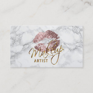 Makeup Artist Dusty Rose and Grey Marble Business Card