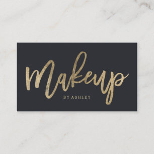 Makeup artist elegant faux gold typography grey business card