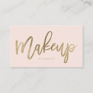 Makeup artist elegant faux gold typography pink business card