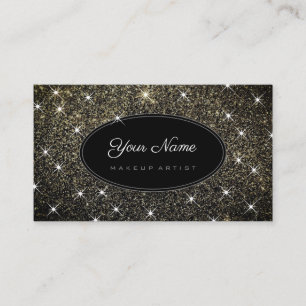 Makeup Artist Elegant Gold Glitter Luminous Stars Business Card