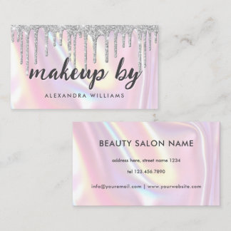 Makeup Artist Elegant Iridescent Pearlescent Pink Business Card